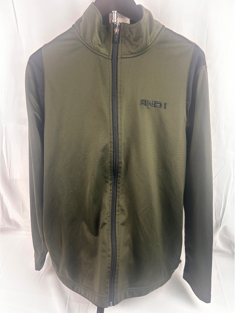 AND1 Men's Medium Olive Green Full-Zip Athletic Jacket